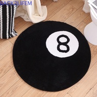 BACK2LIFEM 8 Ball Rug, Anti-slip Round 8 Ball Carpet, Creative Skin Friendly Plush Soft 8 Ball Mat H
