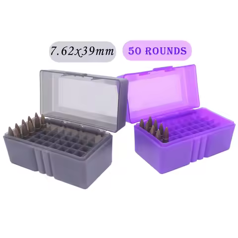 Tactical 50 Round Rifle Ammo Box Flip-Top Carrying Ammo Box for 243 .308 Win 7.62x39mm Ammo Carrying