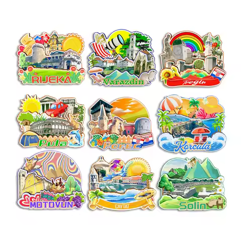 Pula Trogir Varazdin Rijeka Porec Solin Cavtat Motoyun Osijek CROATIA Fridge Magnet Travel Souvenir 