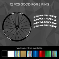SANTA CRUZ (12 pcs) Wheel Rim Sticker Decal Vinyl For Mountain Bike Or Road Bike