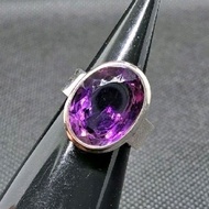 Ring Amethyst Genuine Gem Size 13 17 Mm. 925 Sterling Silver Case 57