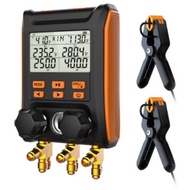 Elitech MS-1000 HVAC Digital Manifold Gauge 2-Valve AC Fitting with Stainless Steel Thermometer Clam