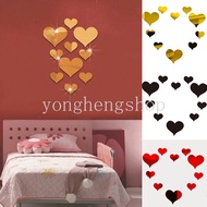 10pcs/set Love Heart Sticker Mural Decal Mirror-Surface Wall Sticker DIY Decorative Acrylic Stickers Home Bedroom Living Room Decor Wedding Party Supply