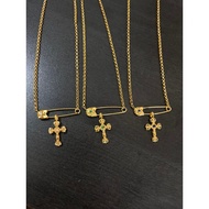 Necklace 22K Gold Pin Style Flame Pendant Necklace