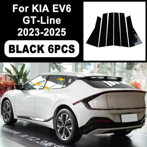 Glossy Black B C Pillar Post Cover Car Sticker For KIA EV6 GT-Line 2023-2025 Window Door Decorative 