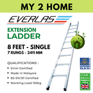 EVERLAS 8 Feet Extension Ladder (8) (8x8) (8x8x8) Tangga Slide Heavy Duty Extendable Ladder Everlas 