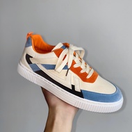 เกาหลีแฟชั่นผ้าใบนักเรียนชายรองเท้าผ้าใบ Breathable รองเท้าผู้ชายกลางแจ้ง Vulcanize รองเท้า2.5 39_สีส้ม