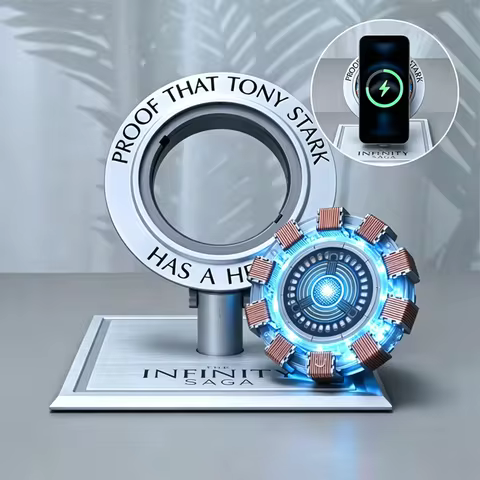 Iron Man Arc Reactor Wireless Charger Tony Stark Heart Reactor Lamp 15W Fast Wireless Charging Stand
