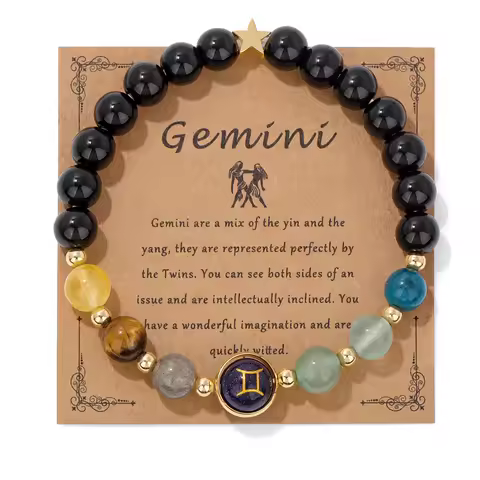 12 Zodiac Signs Bracelet Men Gemini Scorpio Sagittarius Obsidian Tiger Eye Stone Beads Bracelets for