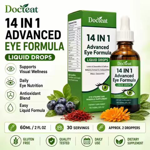 14 in 1 Eye Formula Liquid Drops – Lutein, Zeaxanthin, Saffron, Astaxanthin, Advanced Visual Support