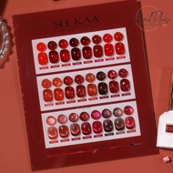 SEE KAA 15ml. เซ็ตสีเจล 24สี โทนสีแดง สียอดฮิต แถมชาร์ตสี (รหัส T10)