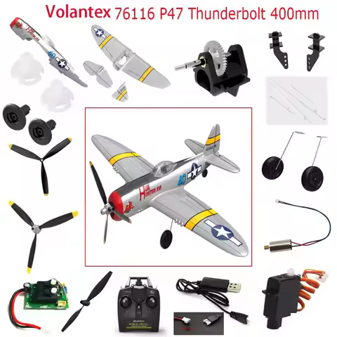 VolantexRC 761-16 P47 Thunderbolt 400mm RC Airplane parts: Propeller Servo horns Gear box Motor Rece