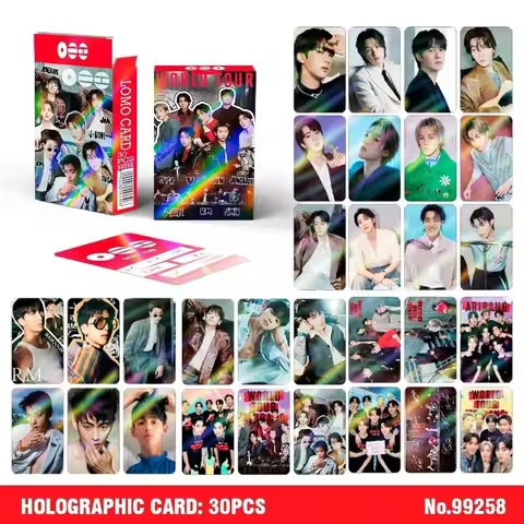 30Pcs BTS Holographic Kpop Lomo Cards World Tour Photo Cards Set Idol Collectible Postcards Fans Gif