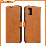 Solid Color Flip Cover Case For Samsung Galaxy A41 A42 M42 A51 A52 A53 Phone Holder Case With Buckle Slot Leather Case