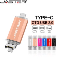 JASTER TYPE-C 3 In 1 USB แฟลชไดร์ฟ128GB หน่วยความจำ64GB ไดร์ฟปากกาทองคำสีกุหลาบ32GB ความเร็วสูง U Disk 16GB แท่ง USB โลโก้ที่กำหนดเองฟรี8GB มีสีสันสีฟ้าสีดำสีแดงสีชมพูสีขาวแฟลชไดร์ฟ4GB