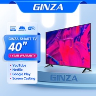 GINZA TV 40 Inch Flat Screen TV Slim HD LED TV Black