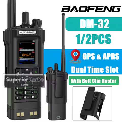 BAOFENG DM-32 Walkie Talkie with Belt Clip Hoster DMR Digital Radio GPS APRS Dual Mode Analog 999 Ch