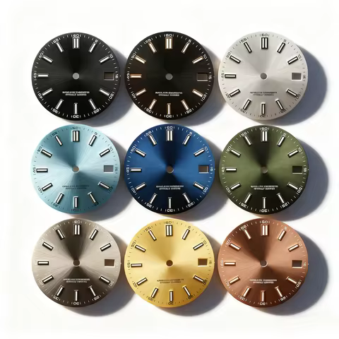 28.5mm NH35 Sunburst Texture Watch Dial No logo BGW9 Blue Lume for Seiko Datejust NH35/4R/6R Automat