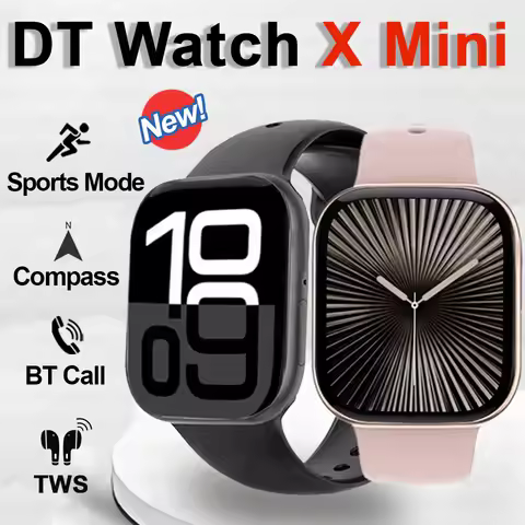 New DT Watch X Mini Smart Watch 3D Menu Video TWS AI Voice Compass Sports Health Test Music 1.85 Inc