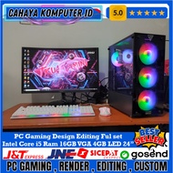 Pc GAMING Editing Intel Core i5 Ram 16Gb VGA 4Gb SSD 128Gb Monitor Samsung Curved 24" GAMING Mouse Keyboard