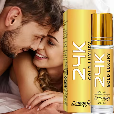 Lemonfay 24K Gold Luxury Pheromone Perfume Oil - 15ml Roll-On, Long-Lasting Portable Fragrance for M