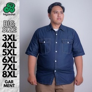 KEMEJA Big Size Short Jeans Shirt Jumbo Jeans Shirt 3XL4XL5XL6XL7XL8XL BigJordan