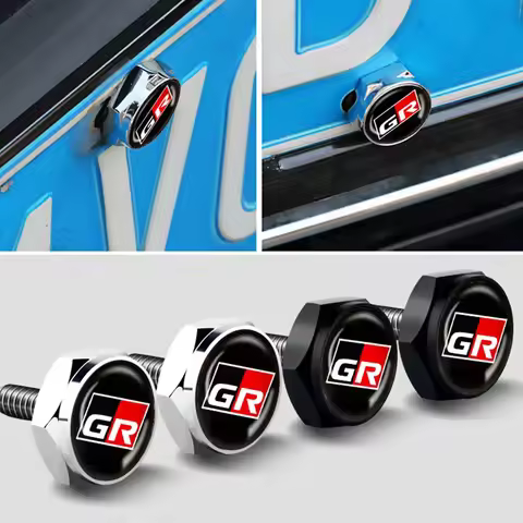 4pcs/set For Toyota GR Car Flag Metal Screws License Plate Bolts Auto Accessories For Toyota GR Gazo