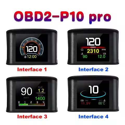 AD P10-Pro Head Up Display Diagnostic Tool OBD Smart Digital Meter for HUD Speedometer Temperature R