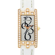 Harry Winston Avenue C 迷你腕錶，18K 玫瑰金，皮革錶帶，女士款，銀色，332 LQRL.W D3.1