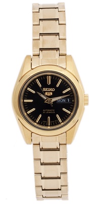 [Powermatic] SEIKO SYMK22K1 SEIKO 5 AUTOMATIC Analog 21 Jewels Gold Tone Stainless Steel Case Bracelet Band WATER RESISTANCE CLASSIC UNISEX WATCH