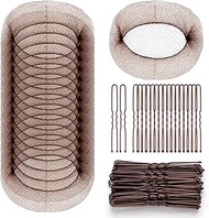 Hair Net and Bobby Pin Set, 50PCS Invisible Mesh Hair Nets (20in) and 50PCS U-Shaped Hair Pins (2.4i