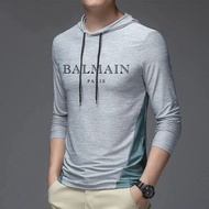 <901>Original BALMAINˉPARIS Men S Striped T-Shirt Sport Cotton Shirts Classic Fit Casual Pullover