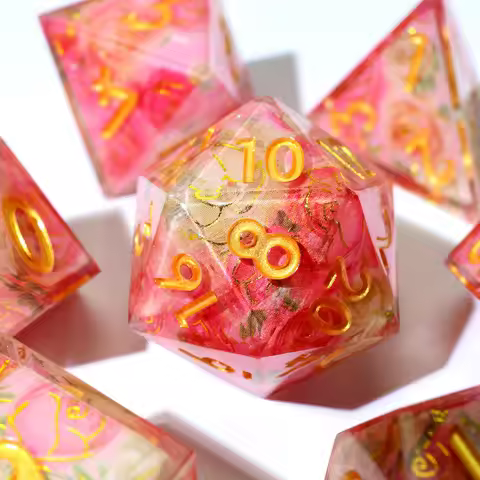 Spring Garden Polyhedral RPG Dice-Handmade Resin DND Dice Set for Board Games,Role-Playing & Vibrant