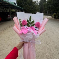 Pink bouquet flower fuzzy wire…Bouquet bunga kawat bulu pink