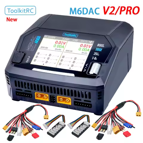 ToolkitRC M6DAC Pro AC300W M6DAC V2 AC 200W Dual Channel Smart Lipo Battery Charger Discharger DC 40