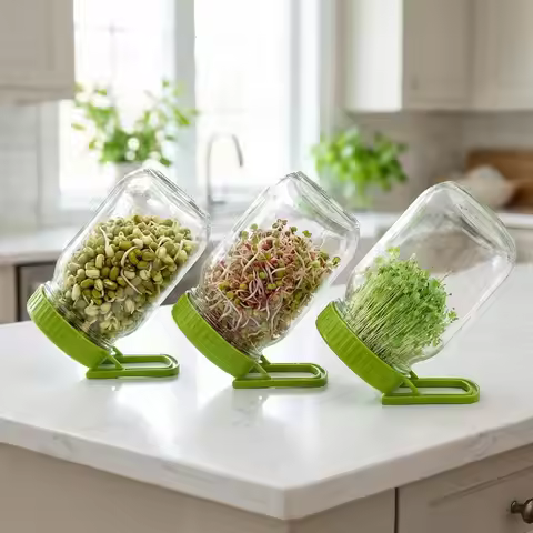 Plastic Mason Sprouting Lid With Bracket Sprouting Tray Bean Sprouting Kit Draining Mesh Nursery Pla