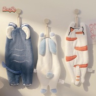 honeybird Cute Cat Rabbit Elephant Hanging Towel Kitchen Hand Towel Bathroom Soft Absorbent Handkerc
