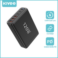 【GaN】KIVEE PD 120W หัวชาร์จไอโฟน อะแดปเตอร์ชาร์จเร็ว USB Type C 6-Ports Wall Charger Compatible with