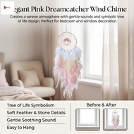 Dreamcatcher Wind Chime with Pink Feathers for Bedroom Window Decoration