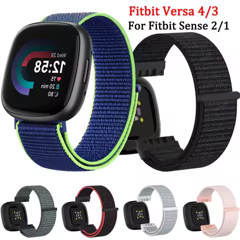 Nylon Strap for Fitbit Versa 4/Versa 3 Original Replaceable Bracelet Correa for Fitbit Sense 2/Sense