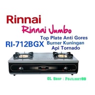 NEW Kompor Gas Jumbo Rinnai RI-712BGX, 2 Tungku Jumbo Anti Gores +