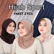 Paket 3 Pcs Hijab Olahraga Wanita Bergo Instan pendek Wanita Bahan spandek zoya