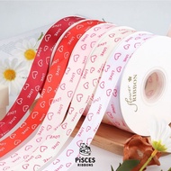 2 Yards* LOVE Ribbon Heart Pattern 2.5 Cm. – Premium Romantic Tone Tied To A Birthday Gift Tie Bouqu