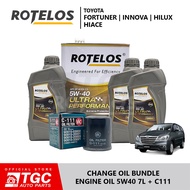 Toyota Fortuner Hilux Innova 05-15 Hiace 05 - 18 5w-40 Fully Synthetic Change Oil Bindle 7L + C111