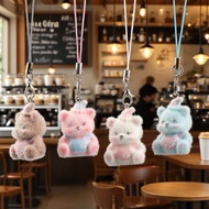 Furry Colorful Bear Keychain Plush Teddy Keychain Cute Bag Charm Creative Gift Furry Bear Keychain P