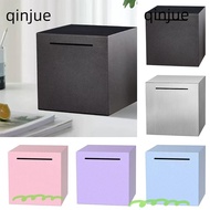 QINJUE Coin Money Saving Box, Square Multicolor Money Box, Portable Stainless Steel Desktop Ornament