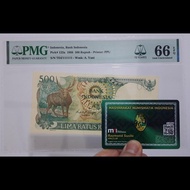 PMG66 EPQ 500 Rupiah 1988 Rusa TDZ111111 Nomor Seri Solid 1