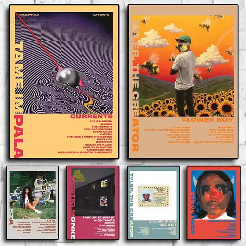 Aesthetic Music Album Canvas Art - Flower Boy, Tyler, Arctic Monkeys, Tame Impala Wall Posters for R