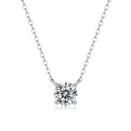 S925 sterling silver 1-carat moissanite necklace for women luxurious four-prong pt950 moissanite pla