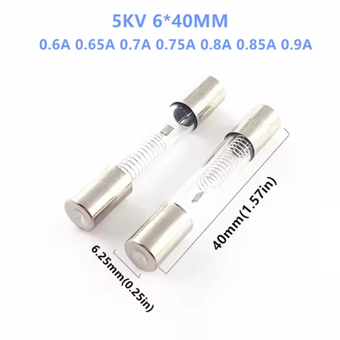 5KV Special Microwave Oven Fuse 6X40MM 0.65A 0.7A 0.75A 0.8A 0.85A 0.9A Glass Tube Fuse 5000V 700MA 